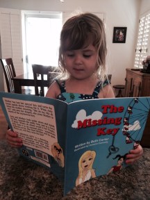 Our adorable granddaughter, Miriam, enjoys THE MISSING KEY. It’s illustrated by her talented mom (my stepdaughter) Jessica Connolly.