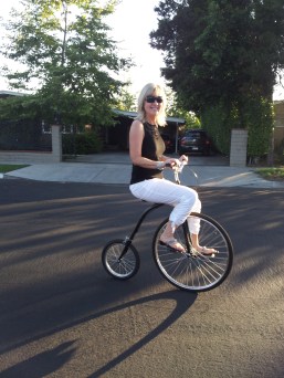Beth riding a Penny Farthing!